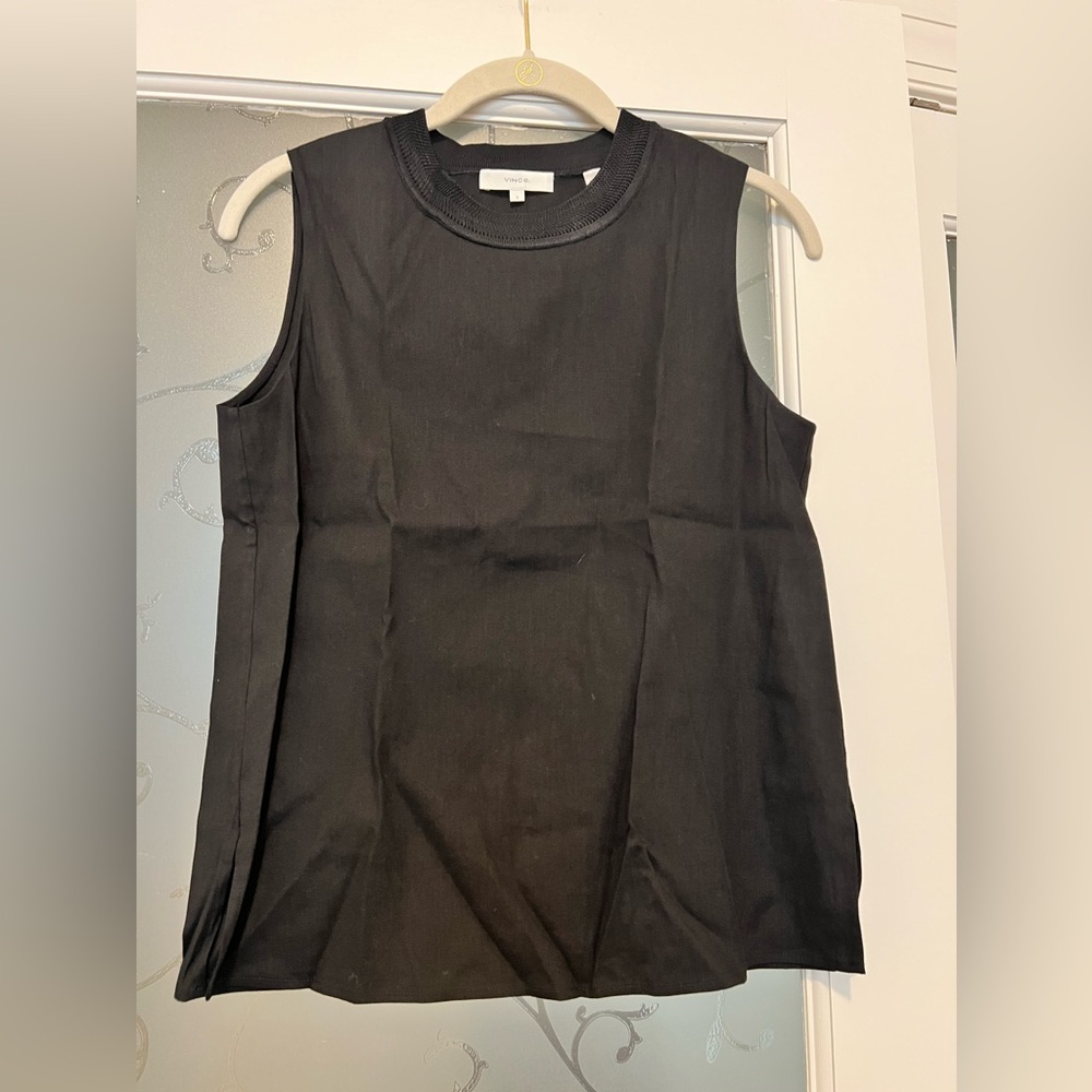 Vince Black Linen Sleeveless Top